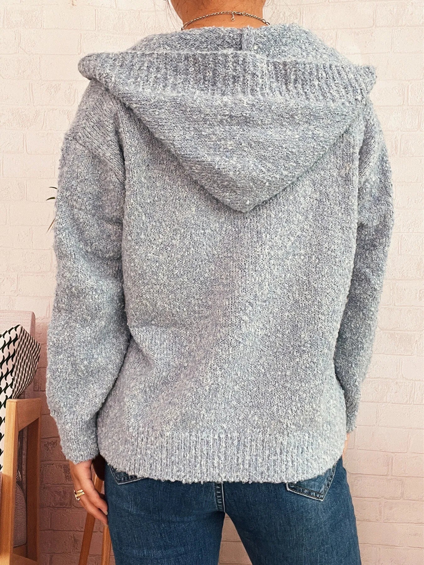 Chunky Buttoned Hooded Cardigan