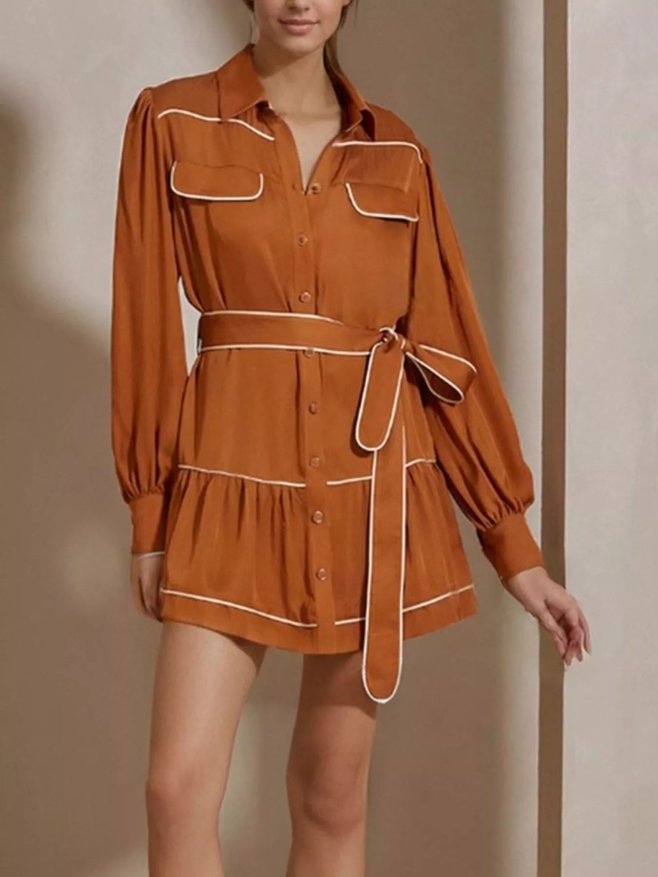 The Simone Long Sleeve Shirt Dress