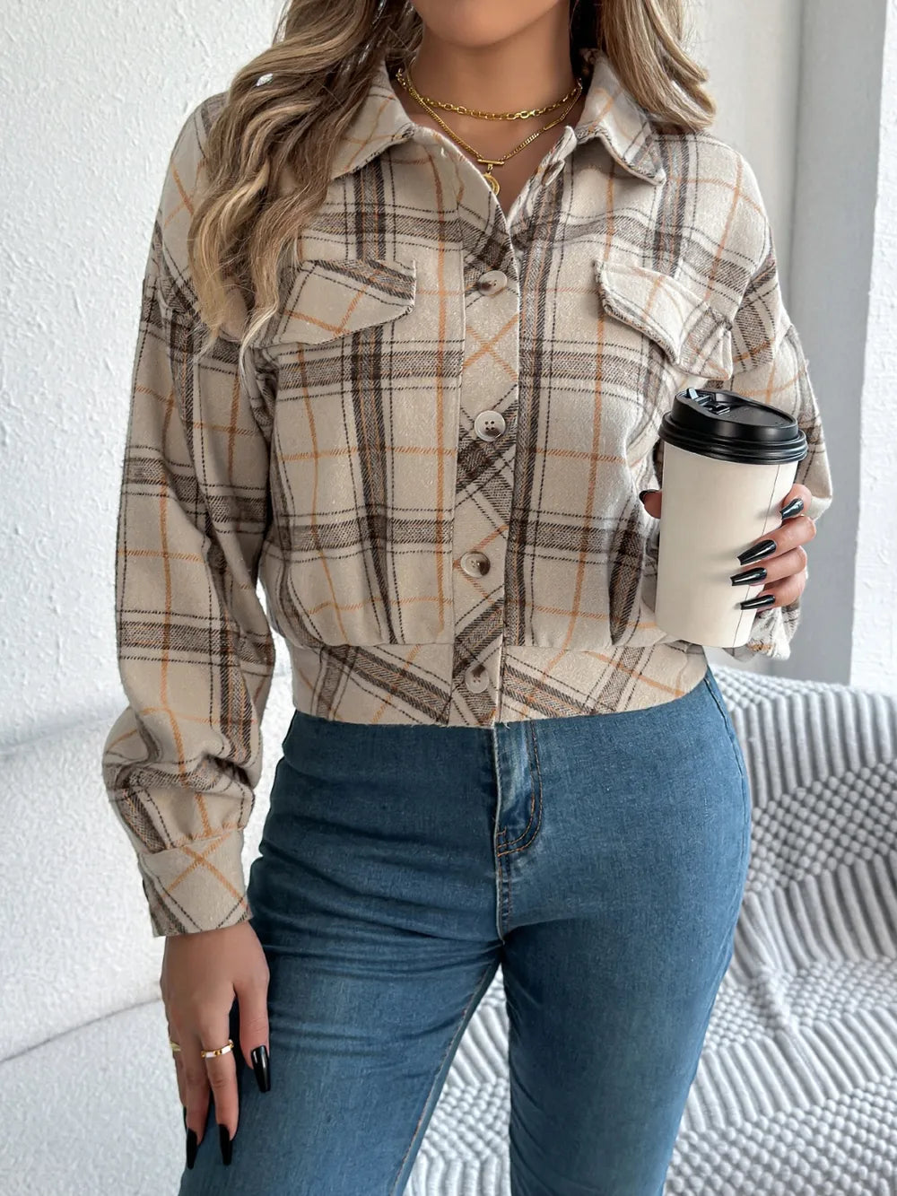 Plaid Button Up Jacket