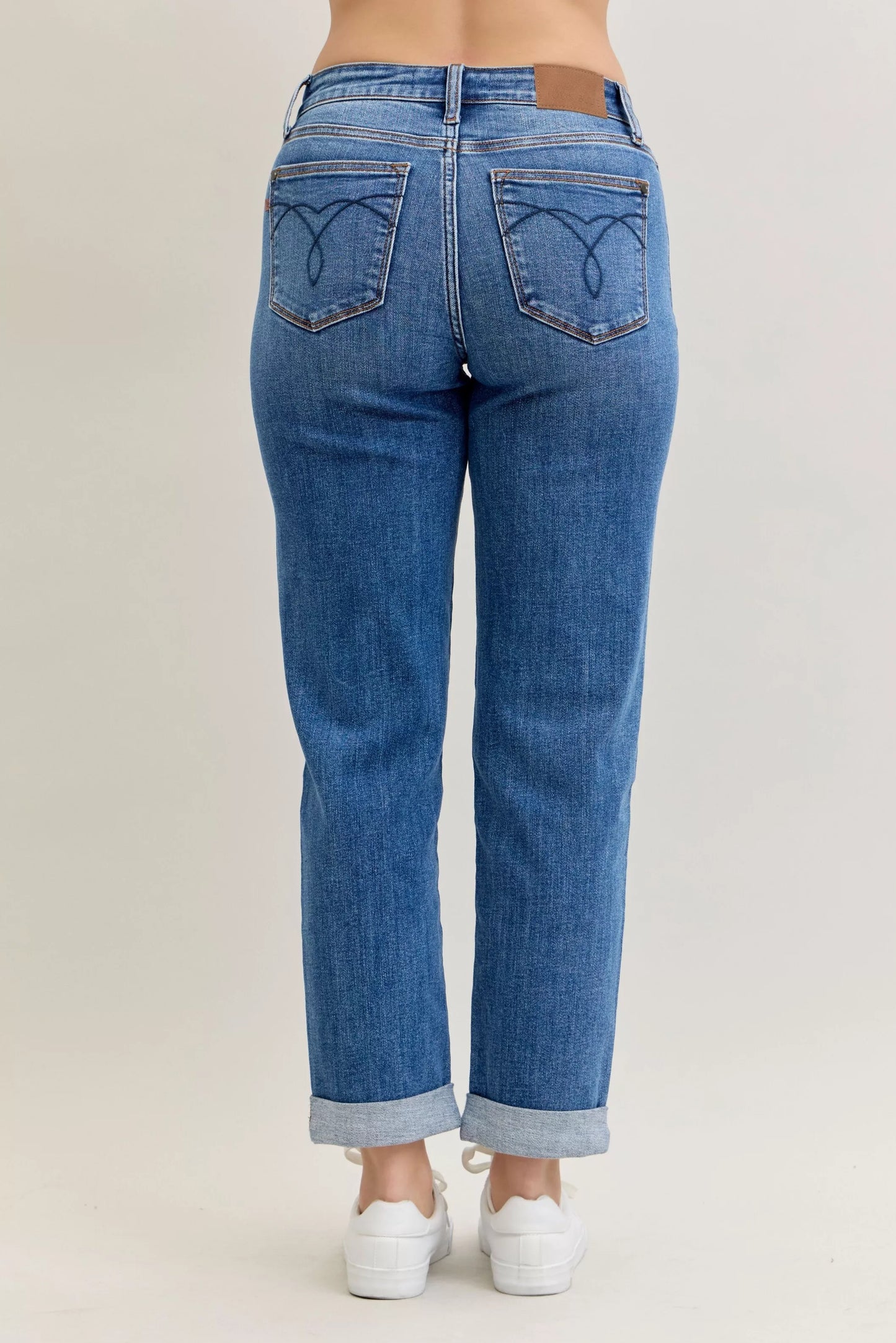 Mid-Rise Boyfriend Fit Cuffed Jeans