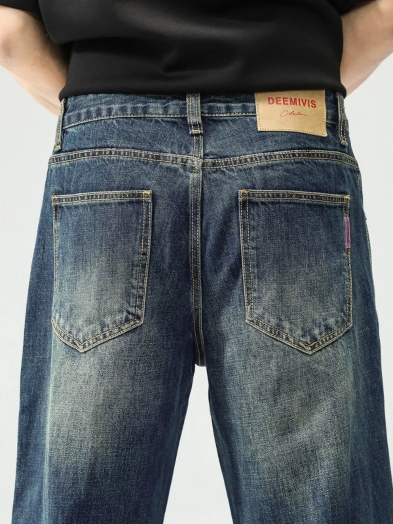 Men's Washed Wide Leg Jeans