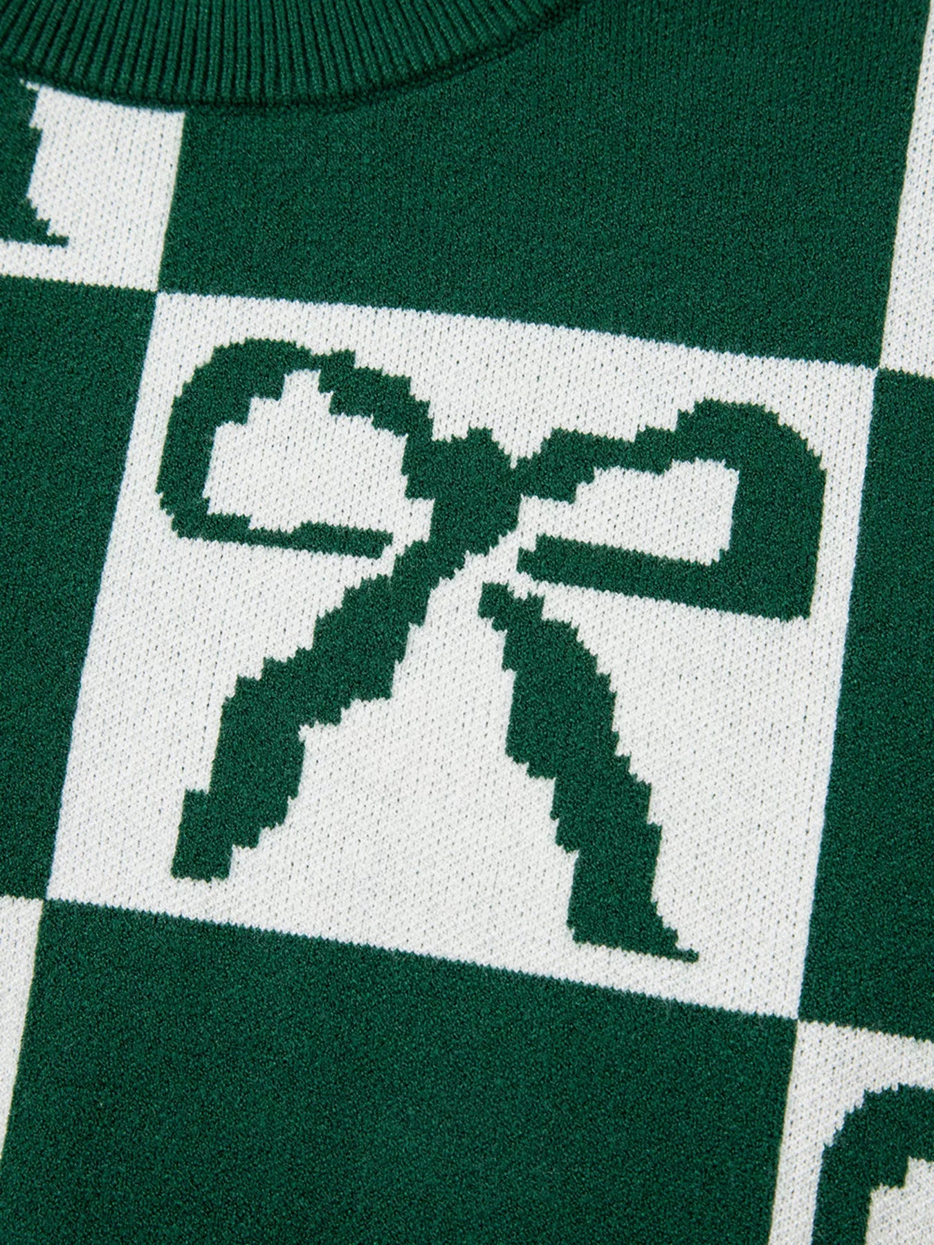 Green & Cream Bow Pattern Sweater