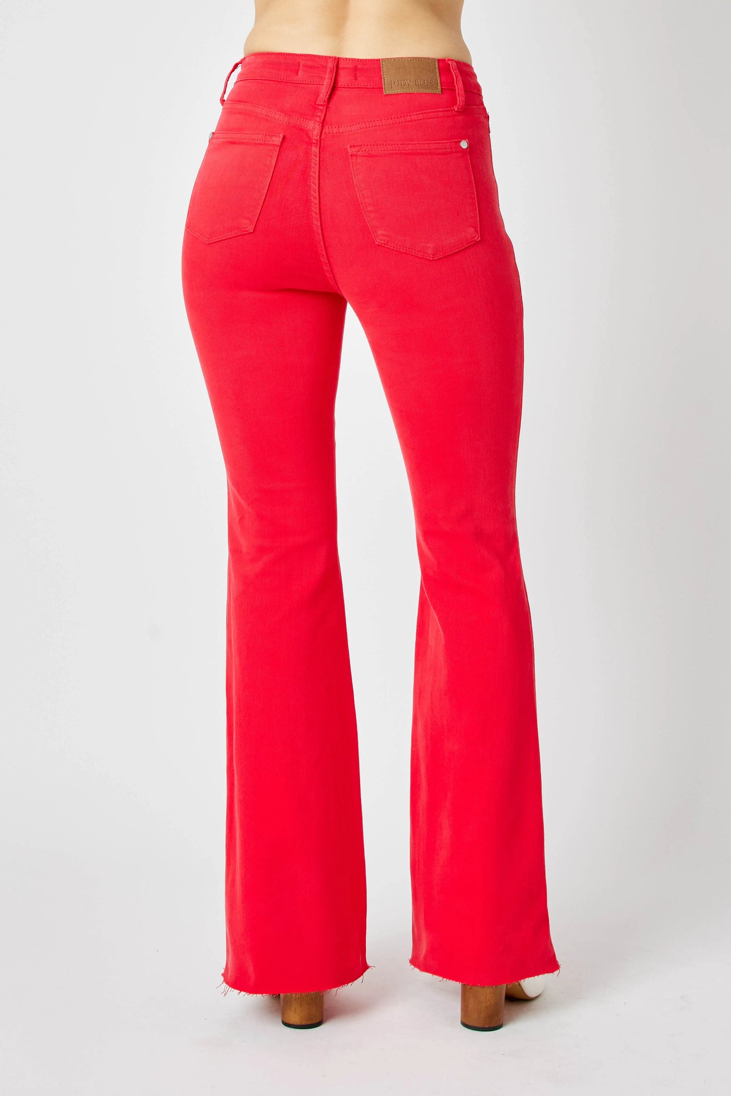 Red Flare Jeans with Tummy Control