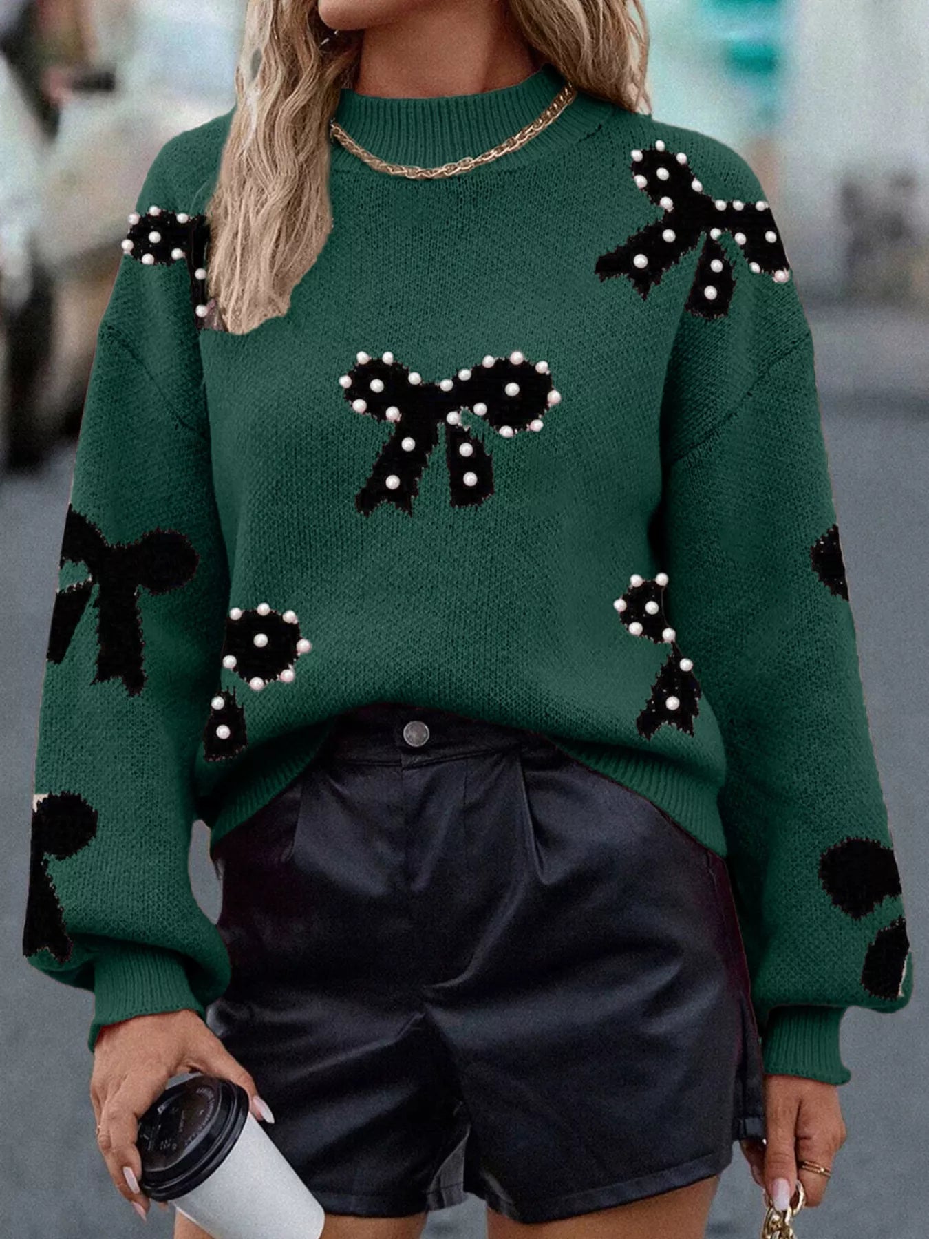 Pearls and Bows Sweater