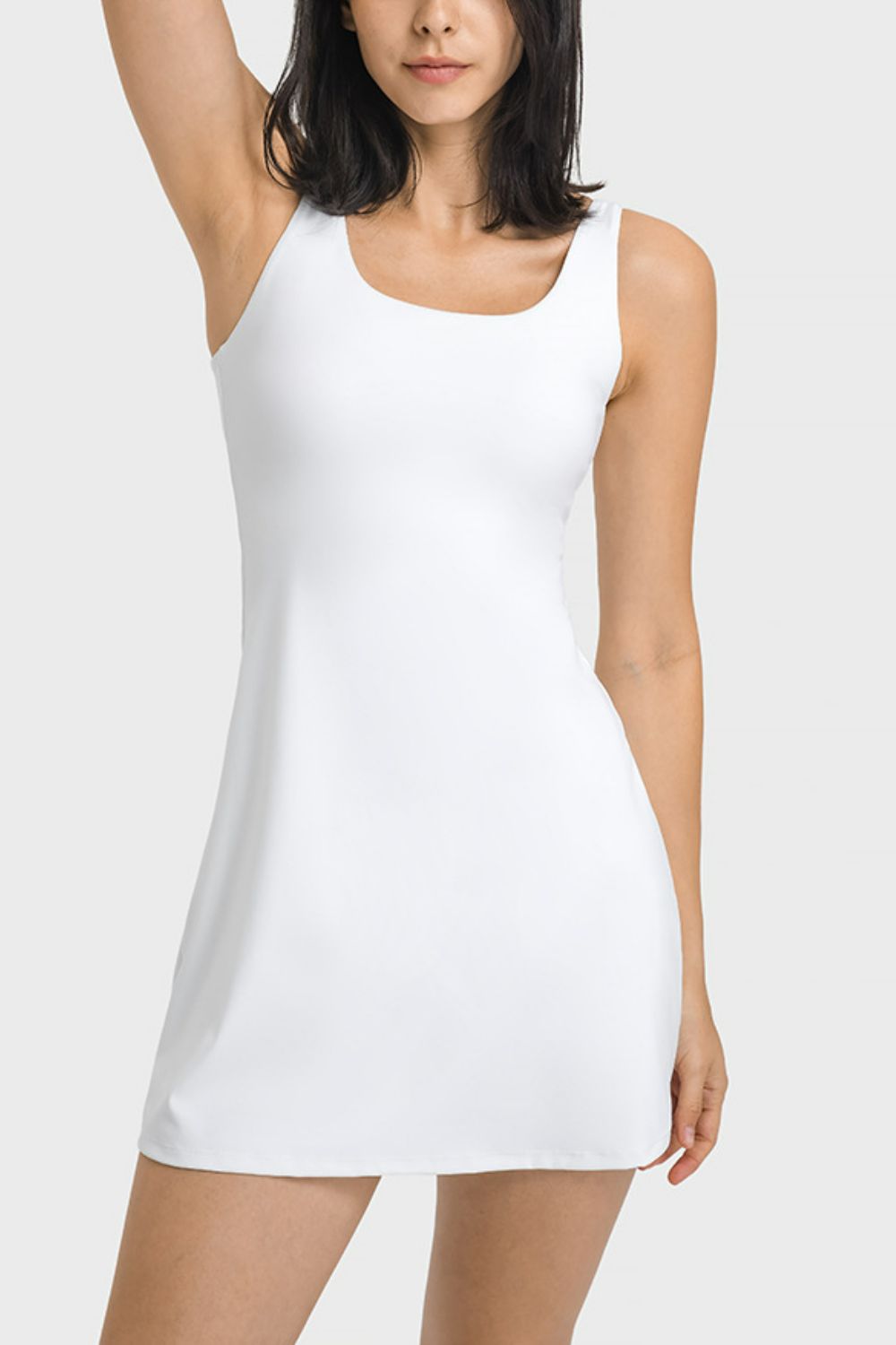 Athletic Square Neck Tank Dress with Shorts