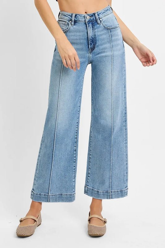 High Rise Crop Wide Leg Jeans - Back View