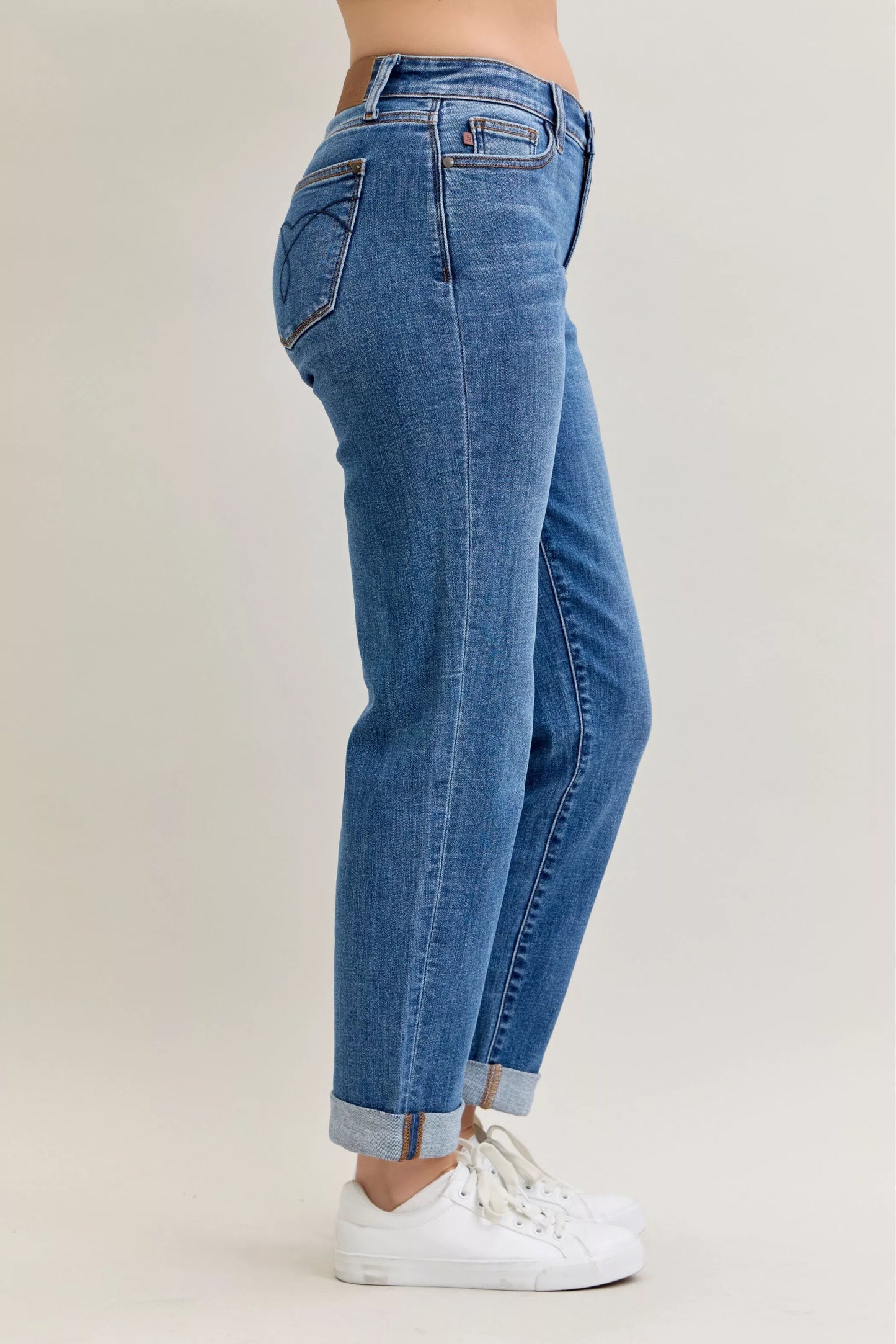 Mid-Rise Boyfriend Fit Cuffed Jeans