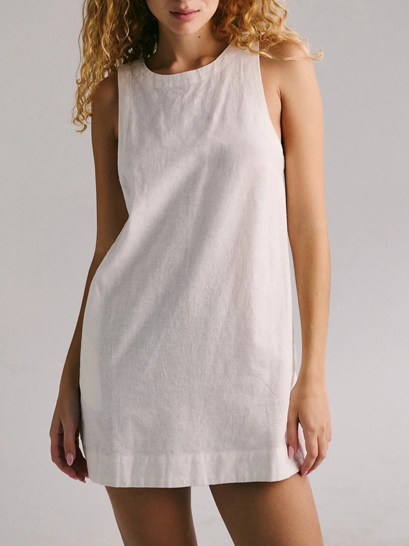 Backless Denim Mini Shift Dress