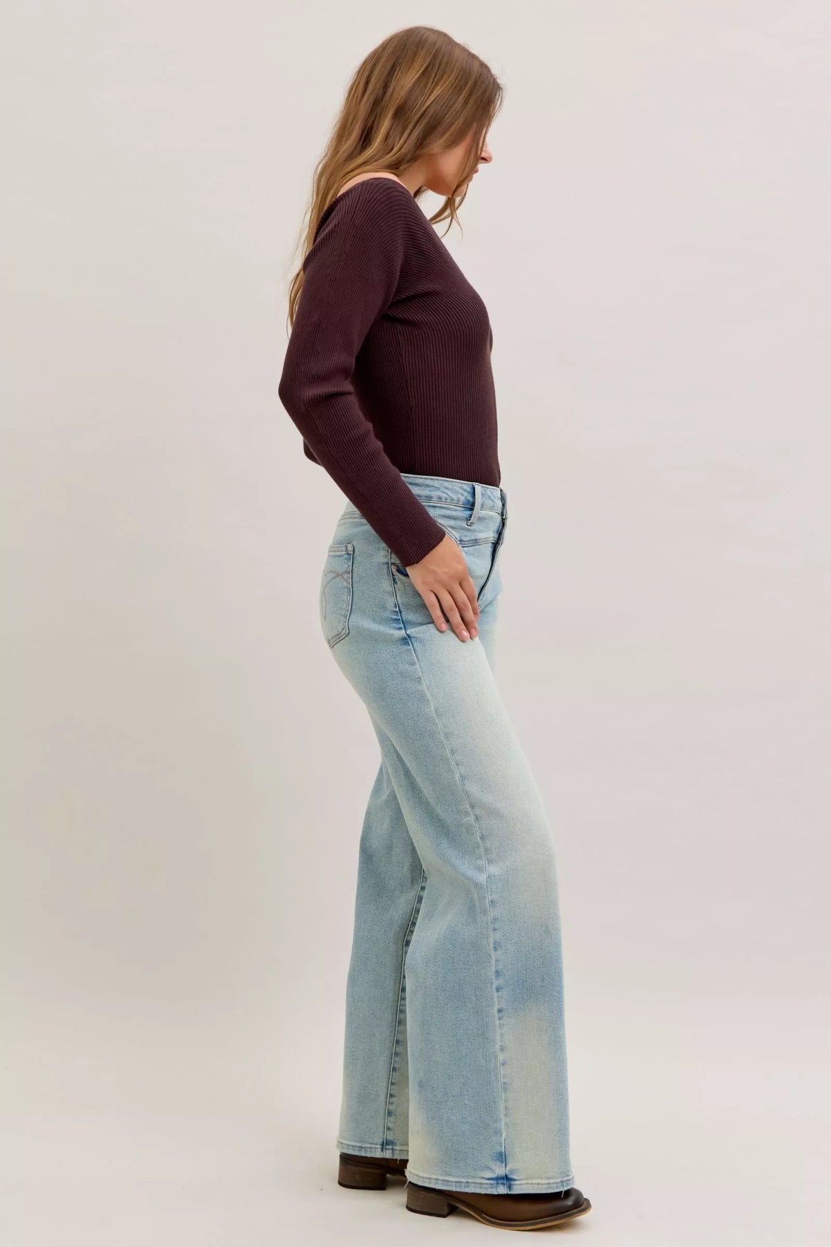 High Waist Column Straight Jeans - Detail View 6
