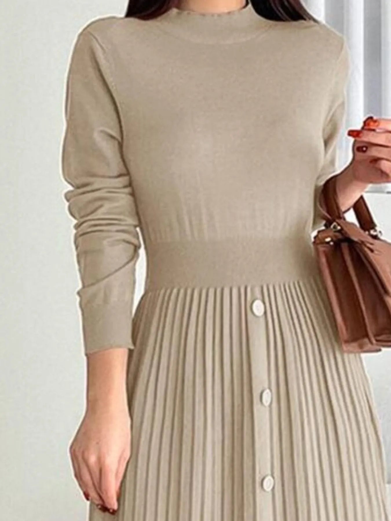Sweater Dress with Pleated Skirt