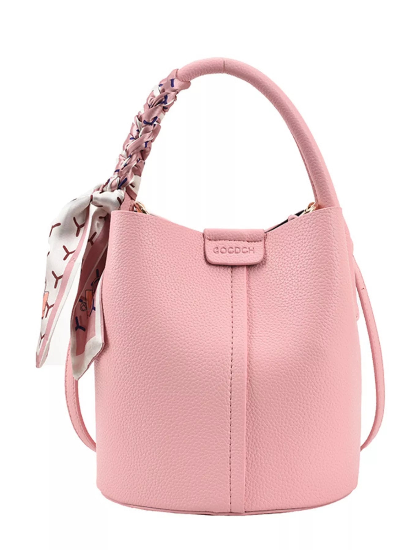 Bucket Crossbody Bag with Scarf Accent