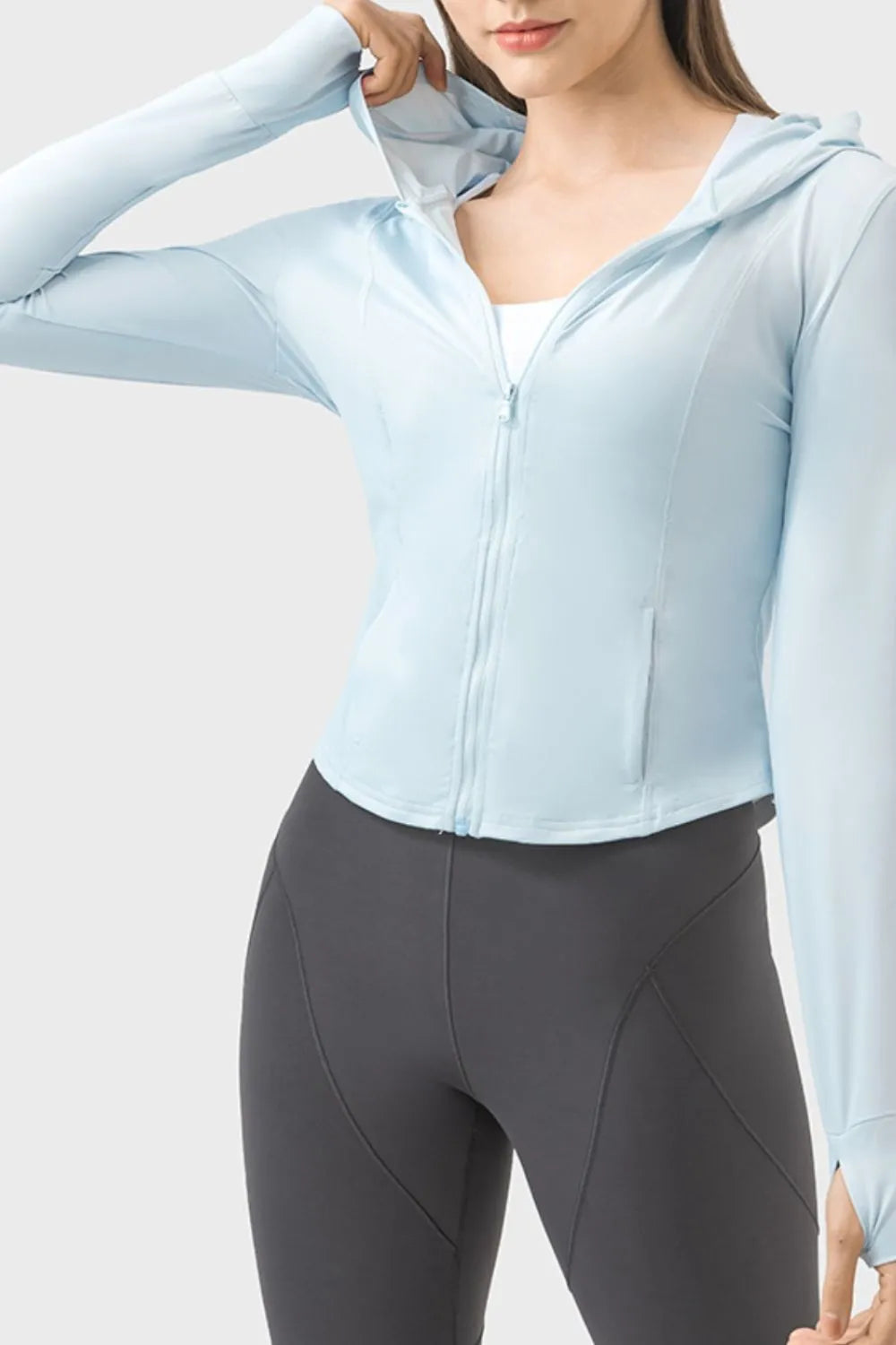 Active Long Sleeve Zip Up Jacket with Hood