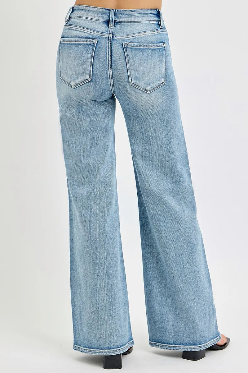 Women's Mid Rise Wide Leg Jeans