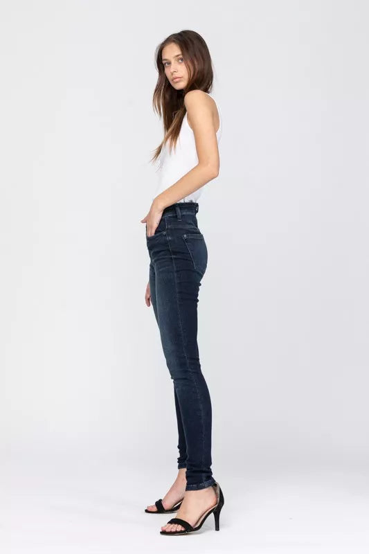 High Waist Dark Washed Skinny Jeans