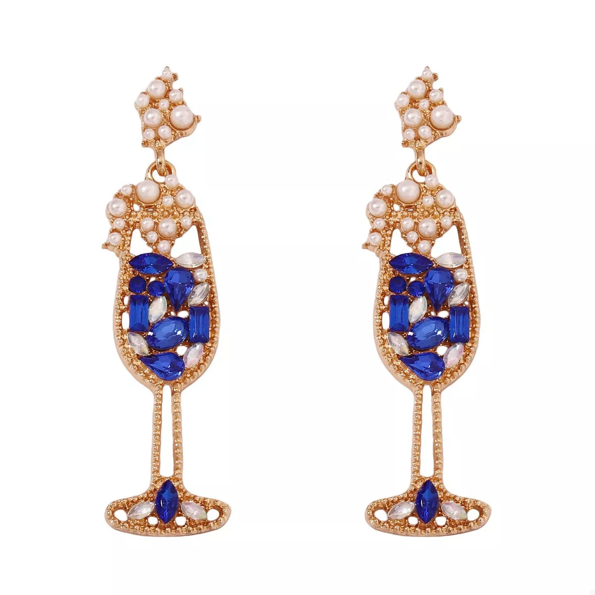 Champagne Toast Rhinestone Dangle Earrings