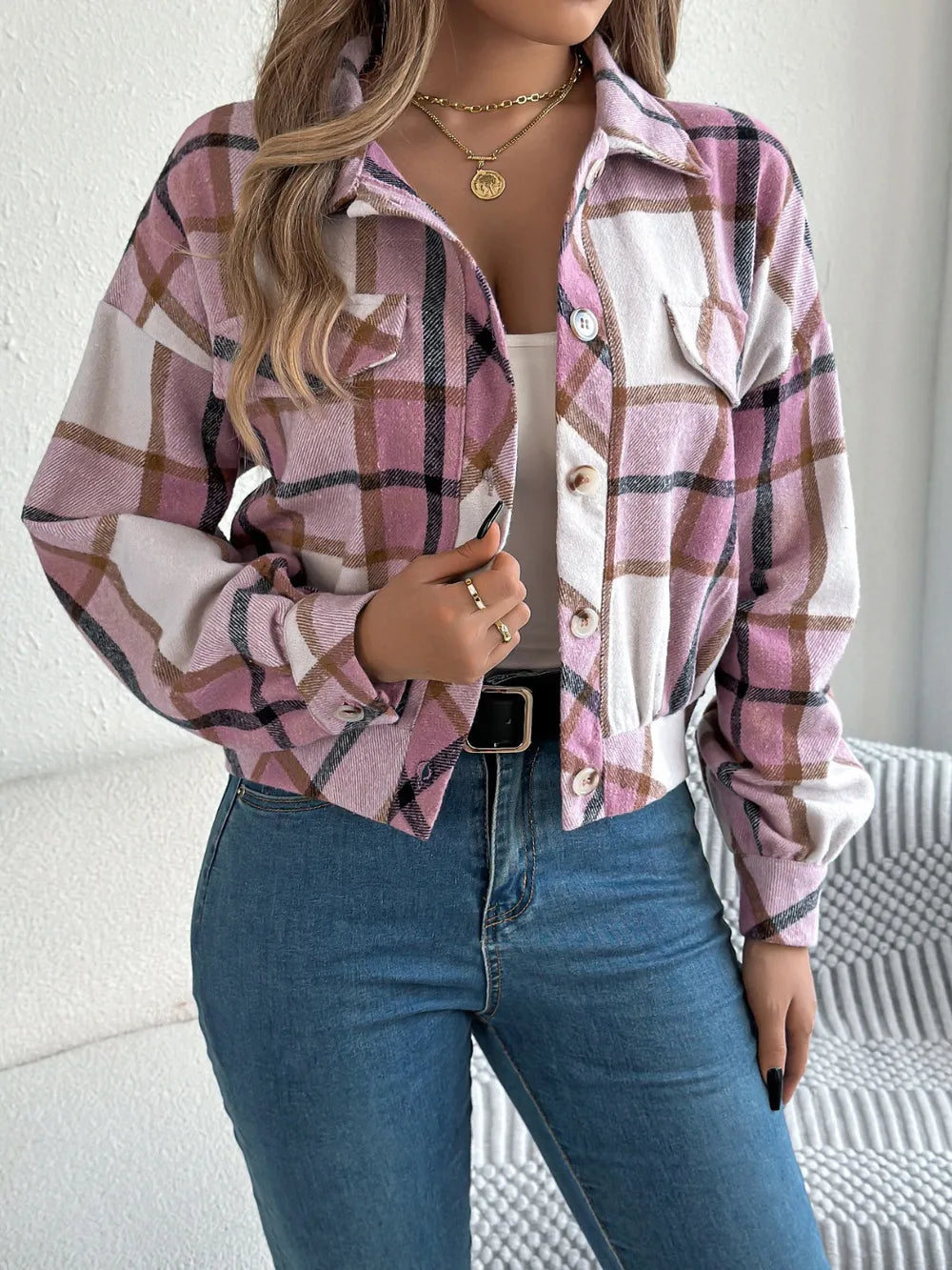 Plaid Button Up Jacket