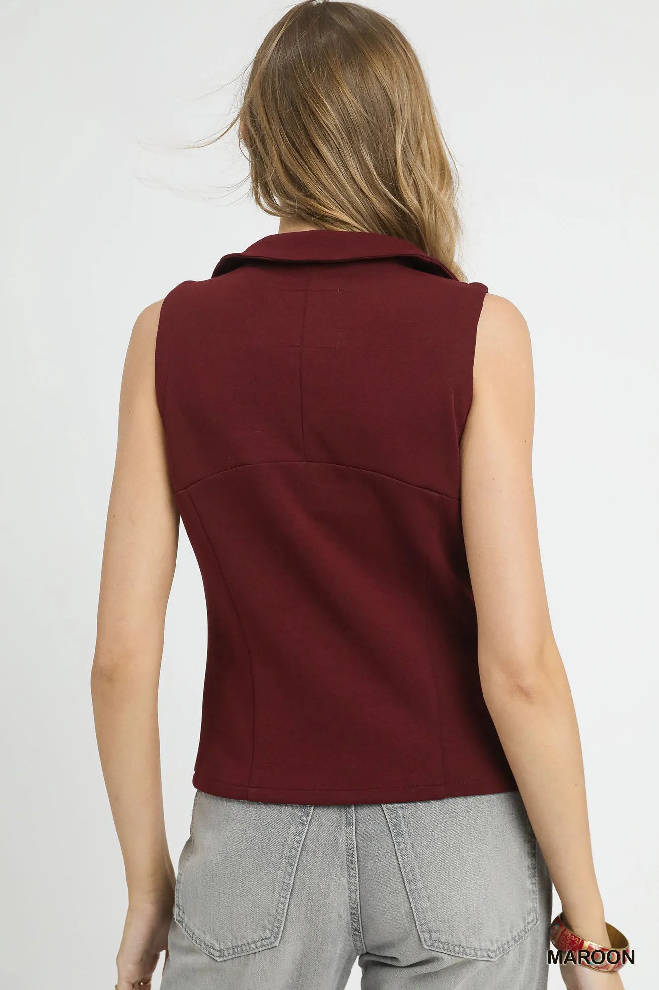 Zip-Front Fitted Vest with Pockets