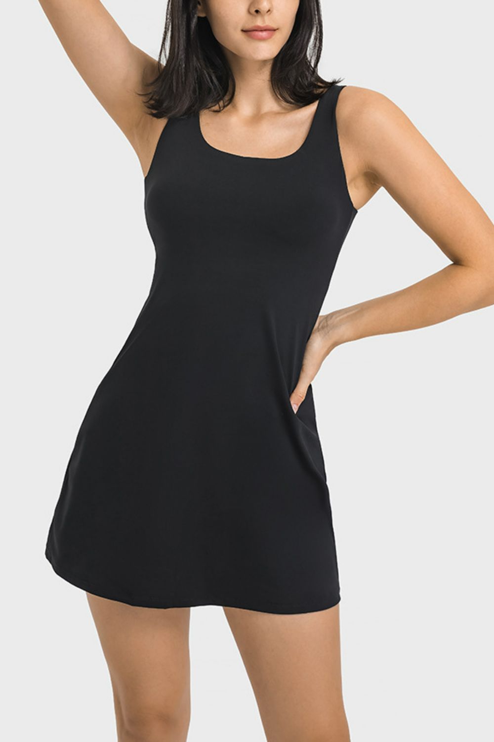 Athletic Square Neck Tank Dress with Shorts