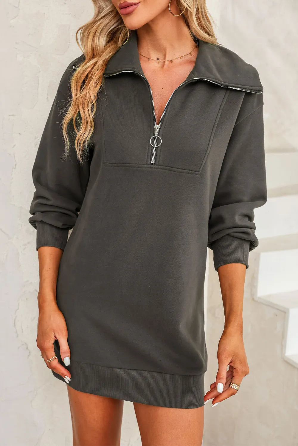 Cozy Half-Zip Sweater Dress