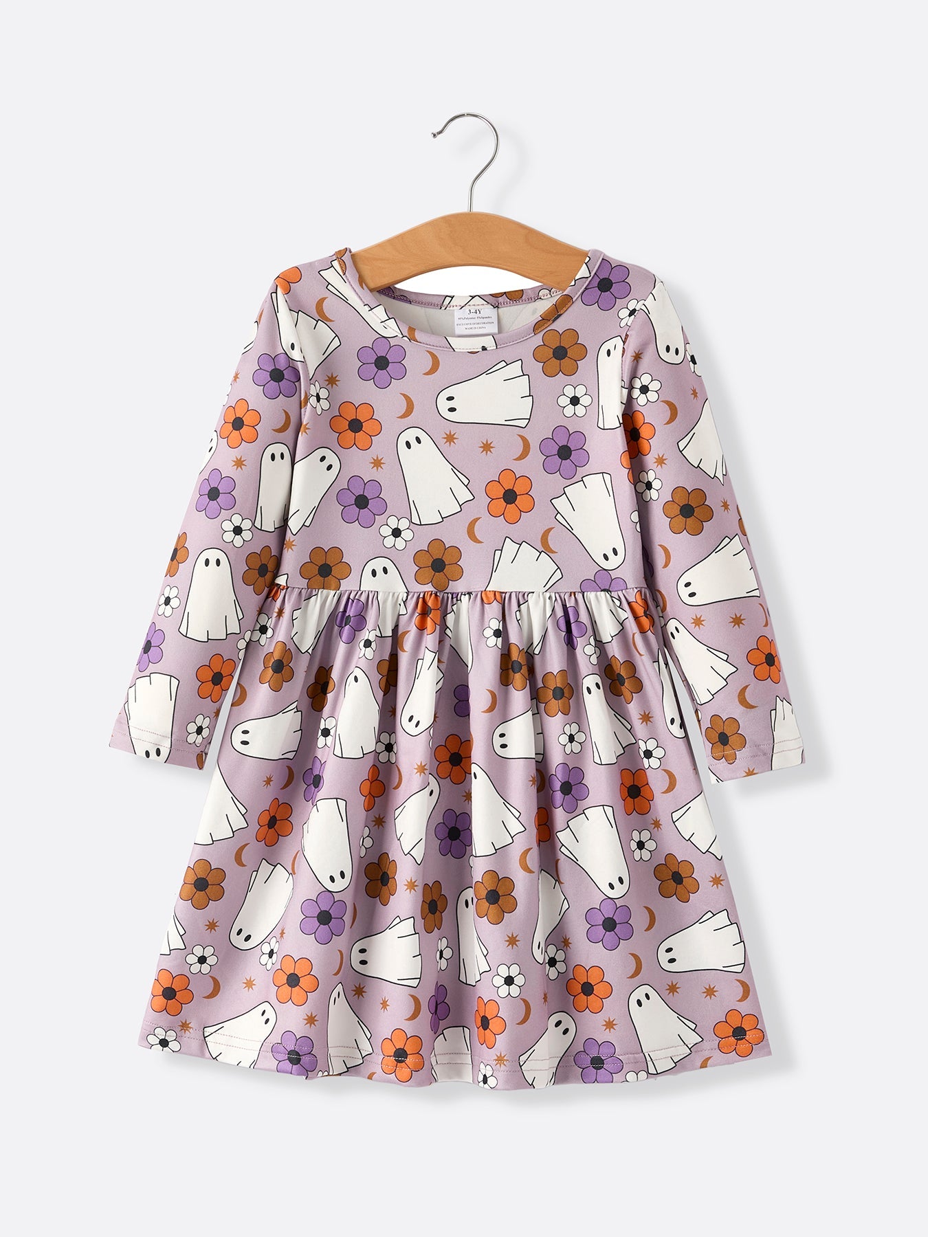 Halloween Ghost And Striped Girls Dress Set (2 pcs)