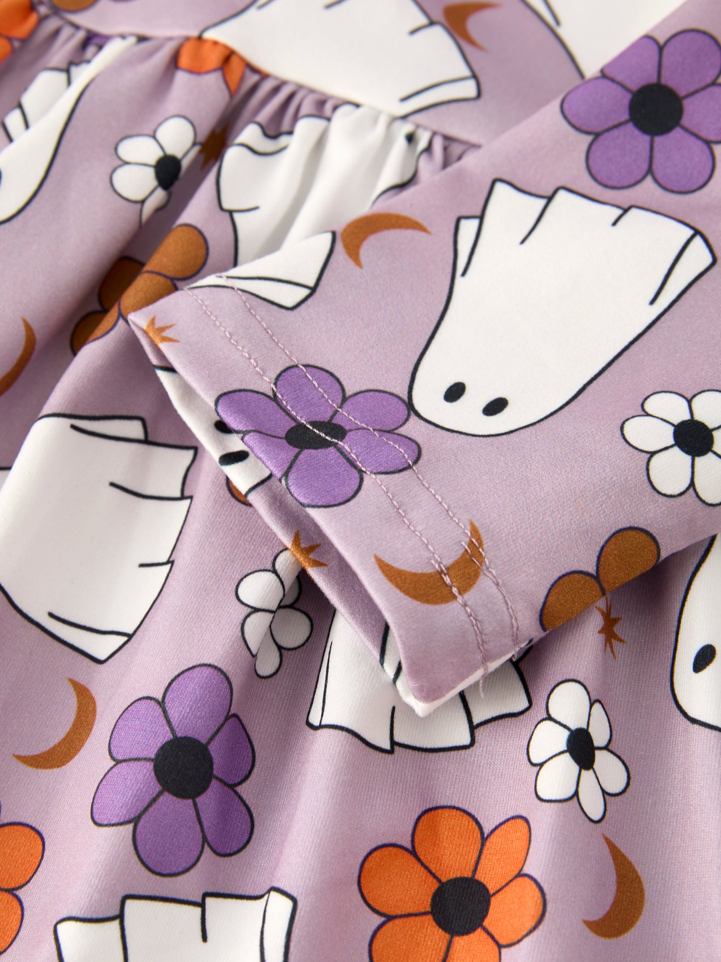 Halloween Ghost And Striped Girls Dress Set (2 pcs)