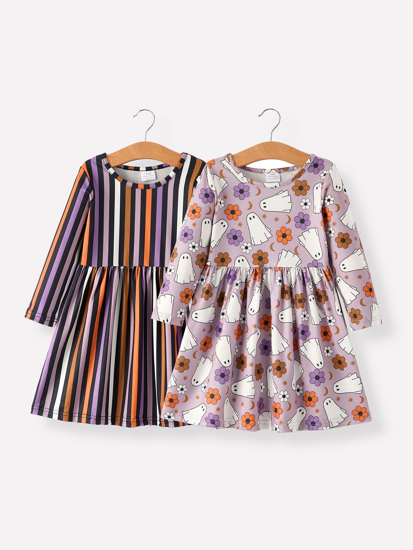 Halloween Ghost And Striped Girls Dress Set (2 pcs)