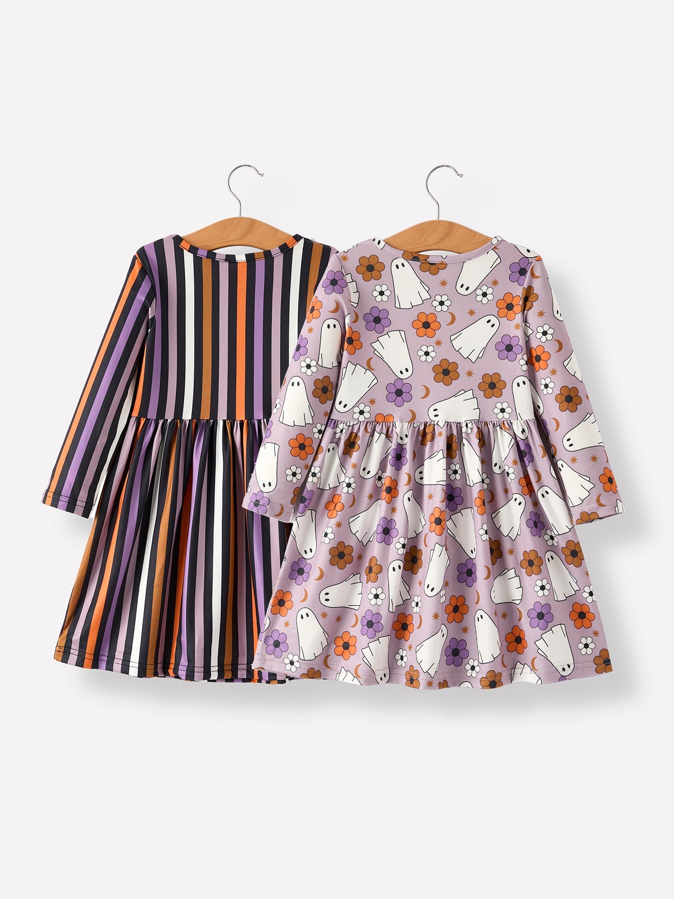 Halloween Ghost And Striped Girls Dress Set (2 pcs)