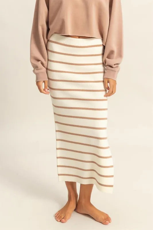 Striped Bodycon Sweater Skirt