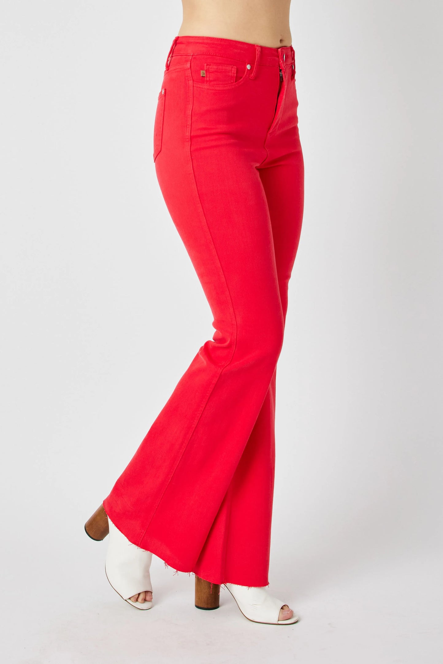 Red Flare Jeans with Tummy Control