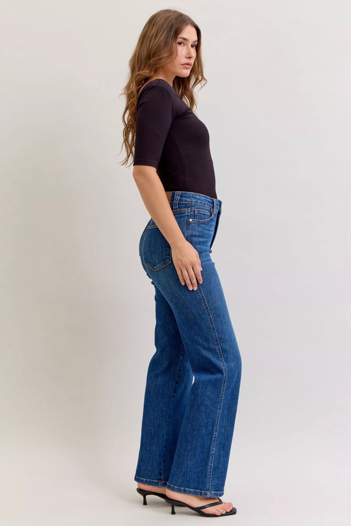 Slimming High Waist Straight Leg Jeans