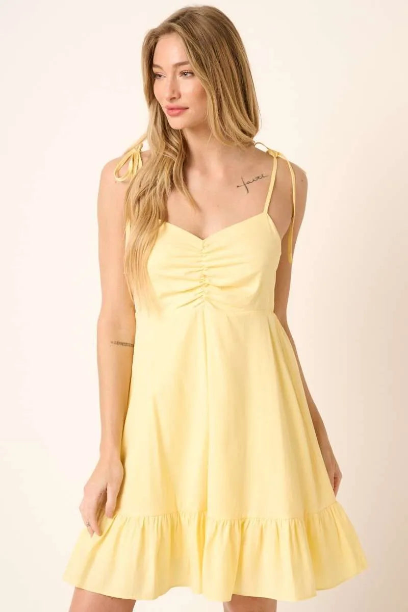 Women's Yellow Mini Sun Dress