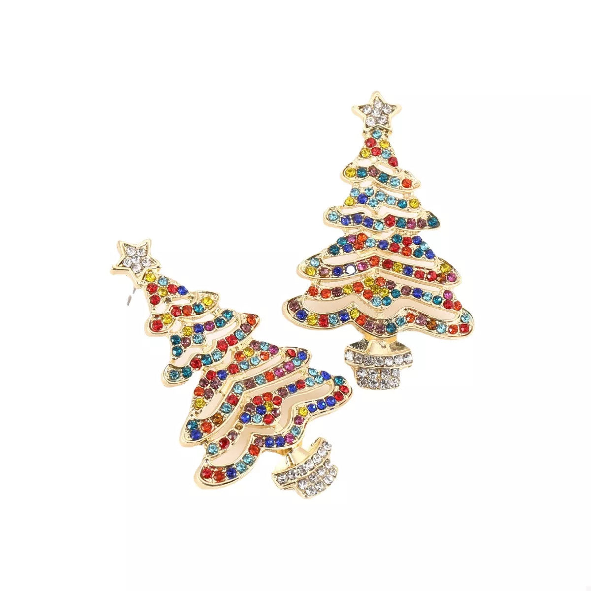 Rhinestone Christmas Tree Earrings