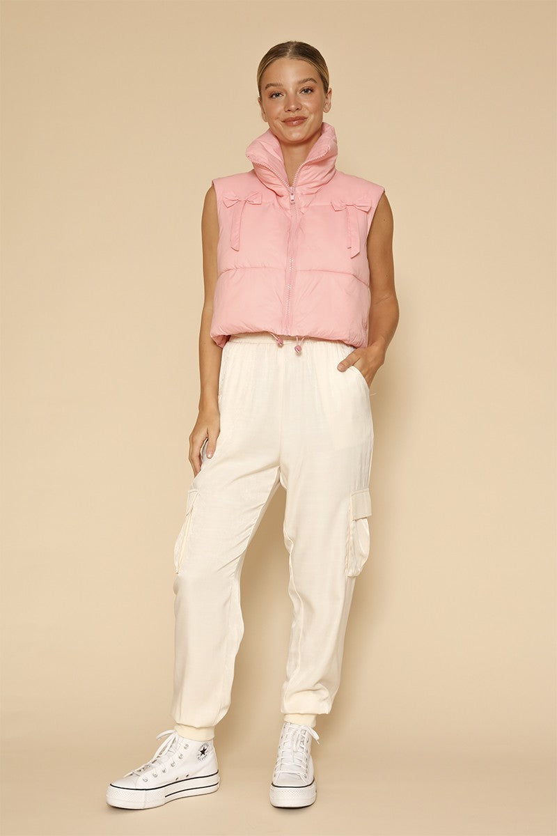 Cropped puffer vest