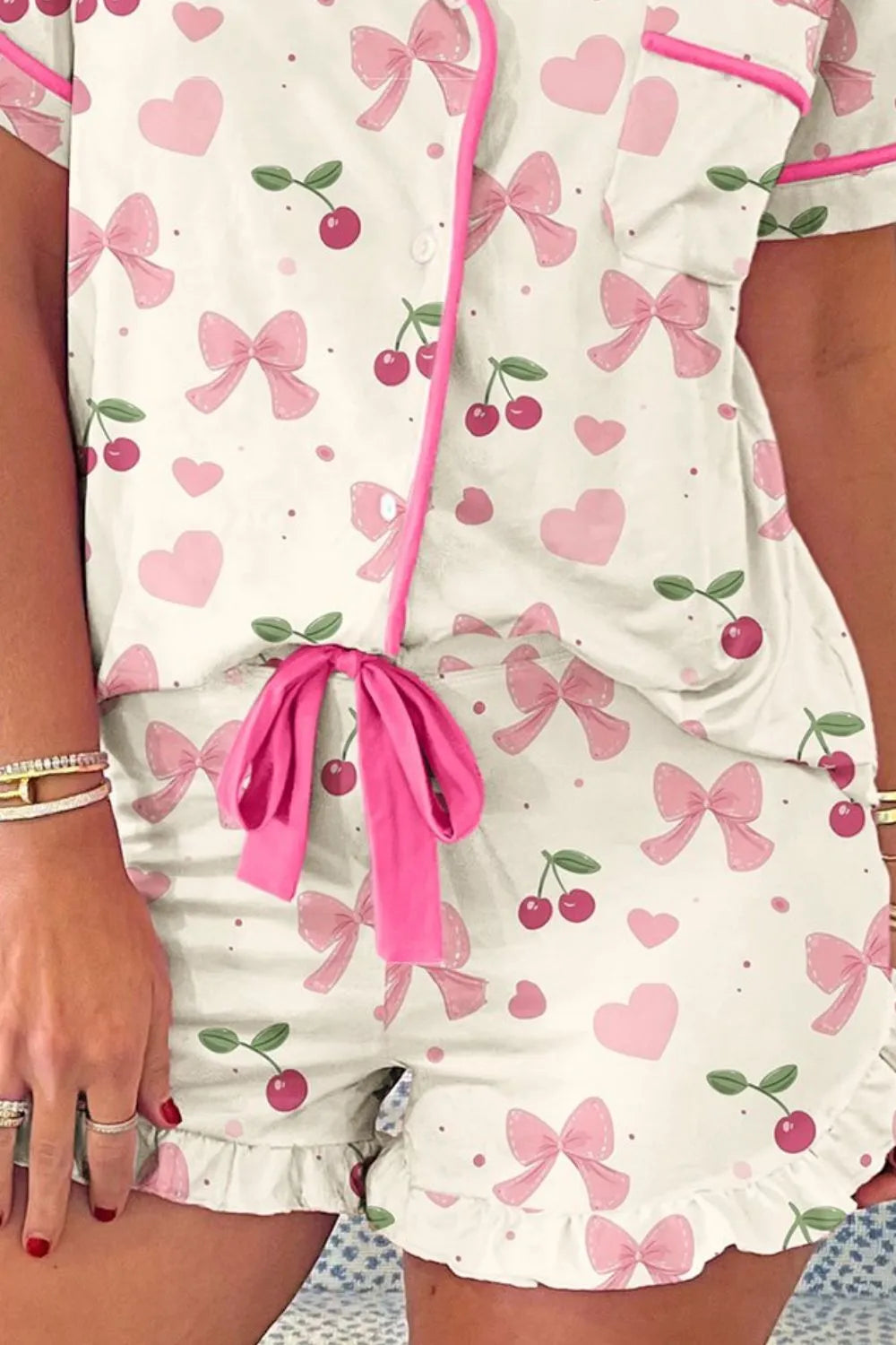 Pillow Talk Short Sleeve Top and Shorts Pajama Set