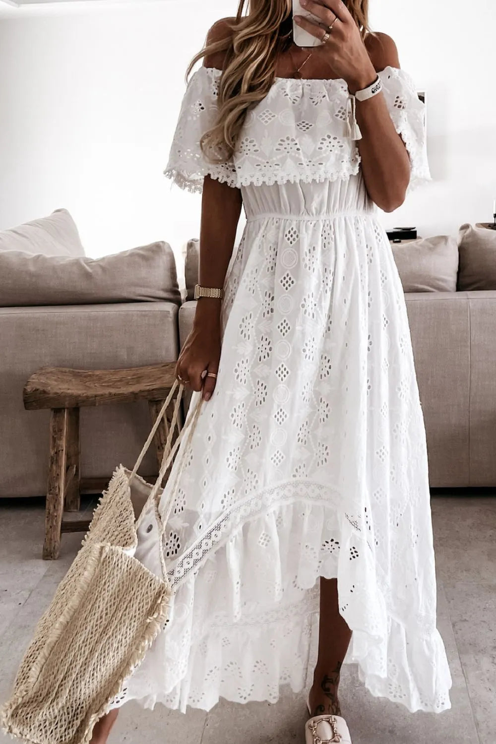 Ruffles and Romance Eyelet Maxi Dress