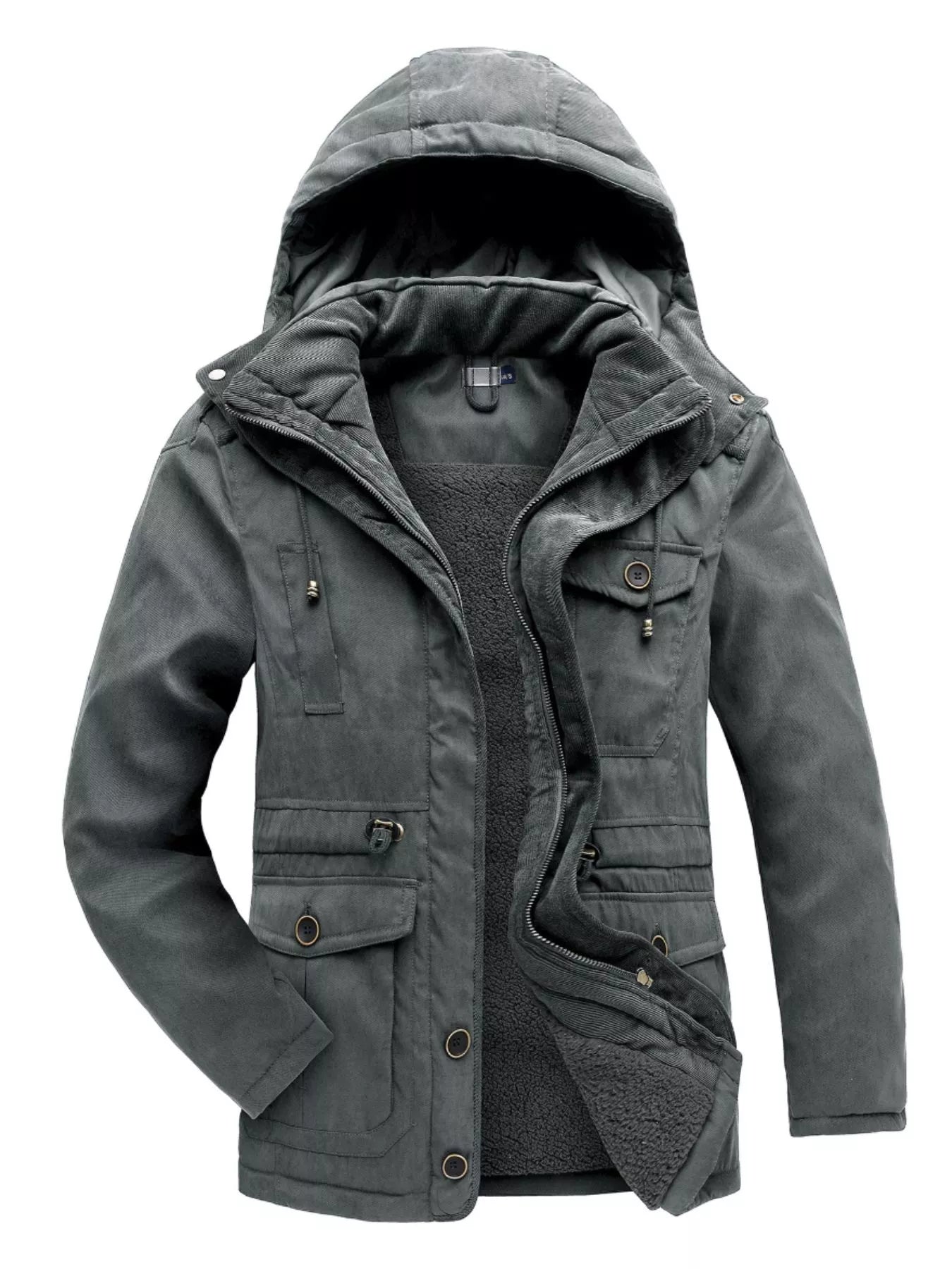 Men’s Fleece-Lined Utility Hooded Jacket