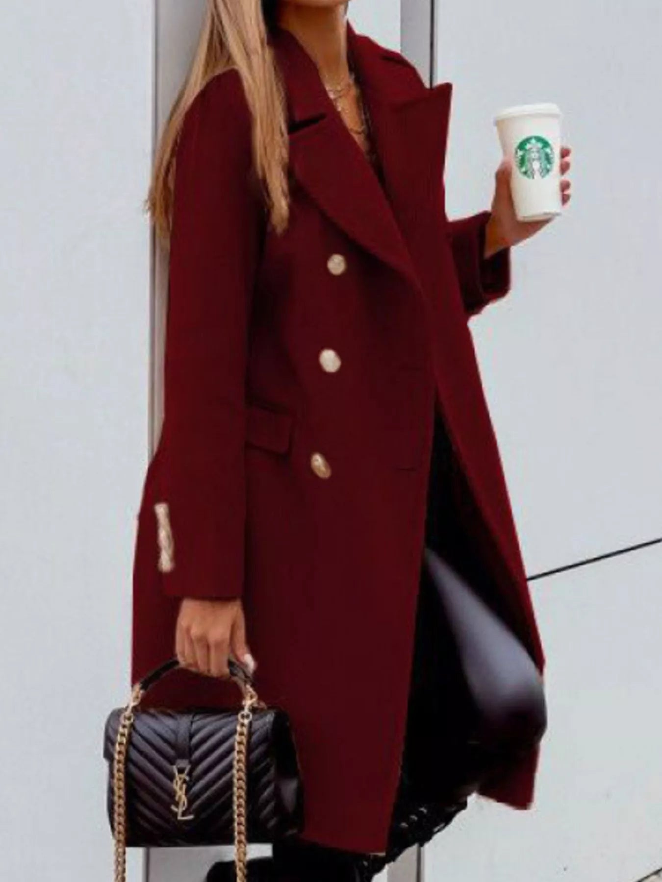 Double-Breasted Long Sleeve Coat