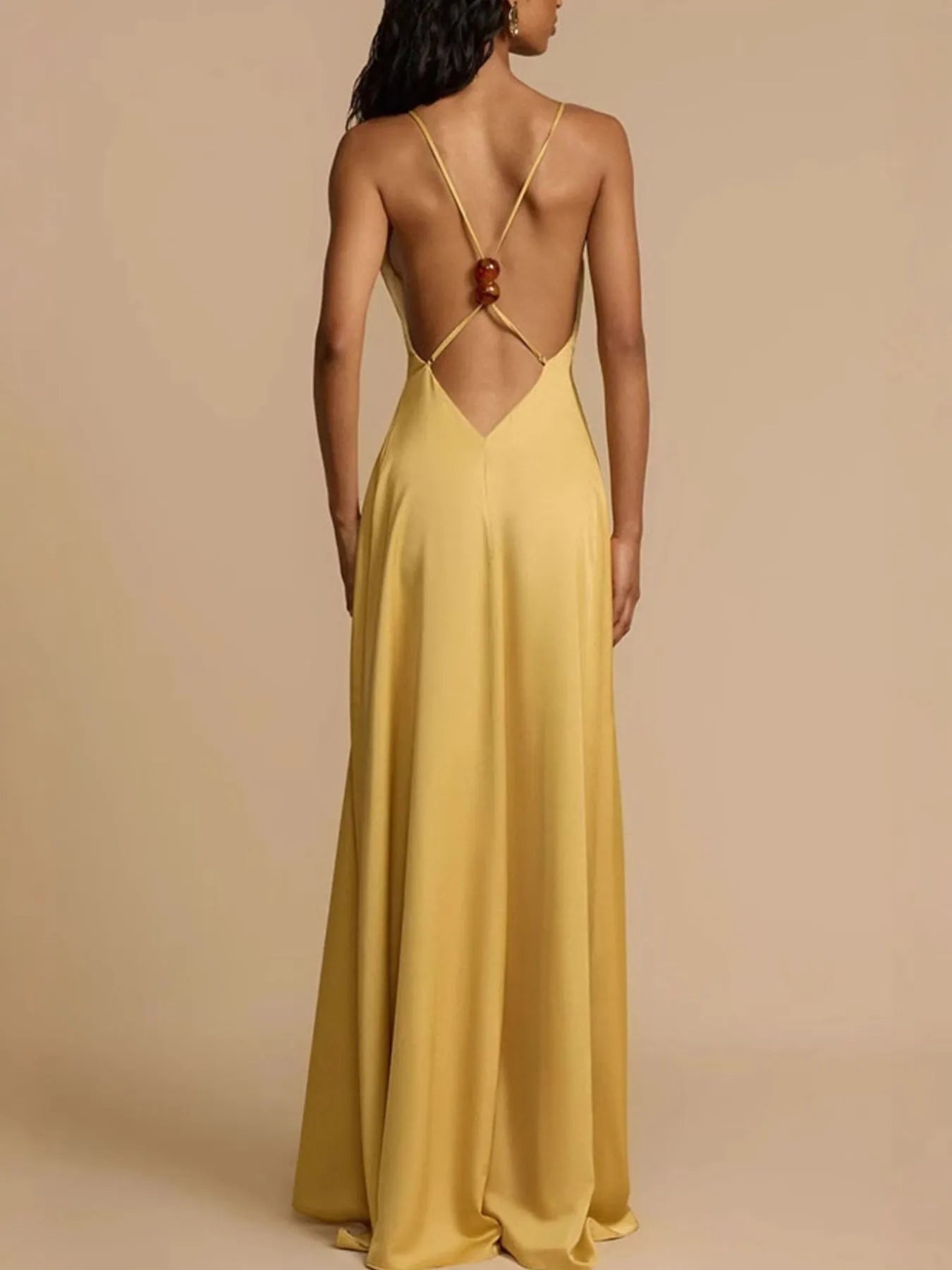 Golden Hour Deep V-Neck Maxi Dress