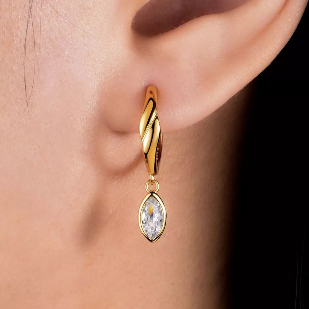 Moissanite Hoop Drop Earrings