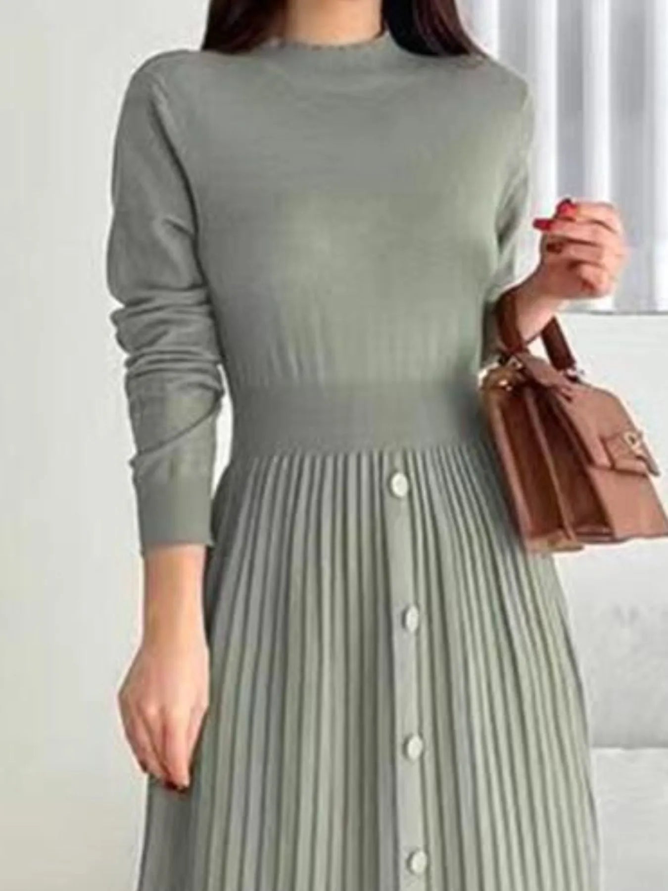 Sweater Dress with Pleated Skirt