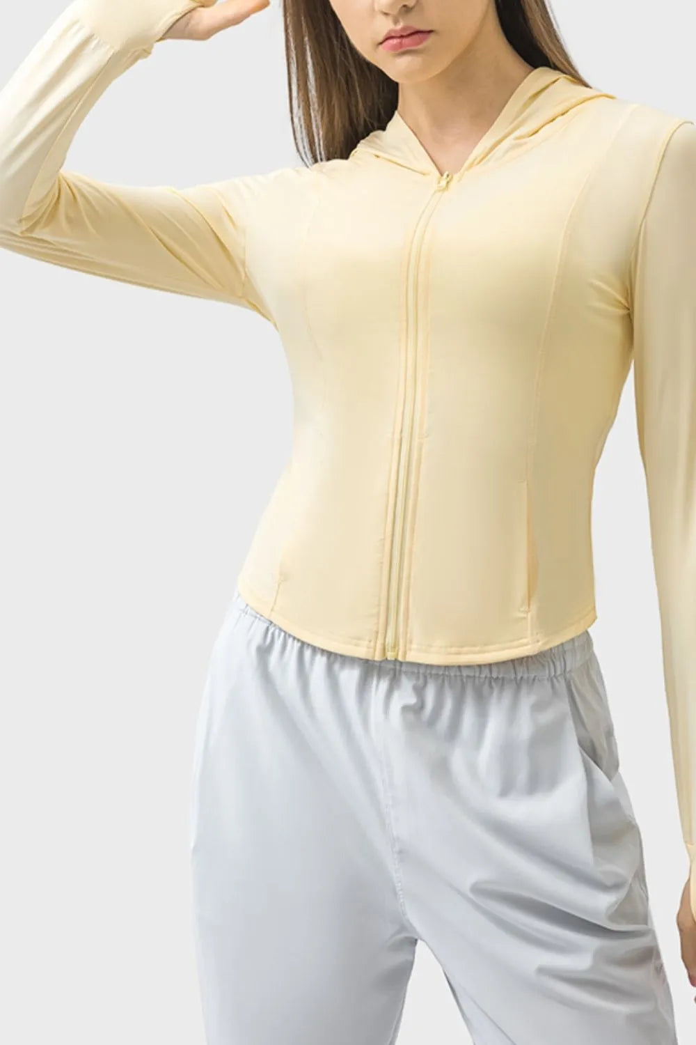 Active Long Sleeve Zip Up Jacket with Hood