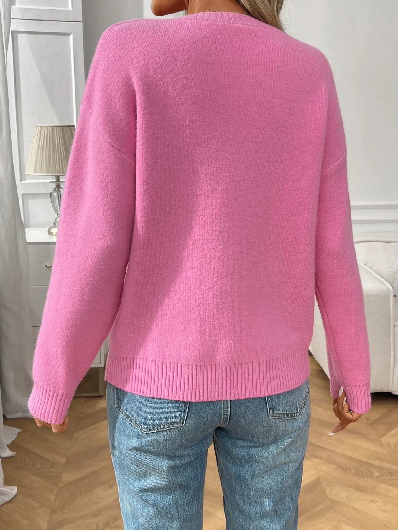 Bow Graphic Ribbed Sweater