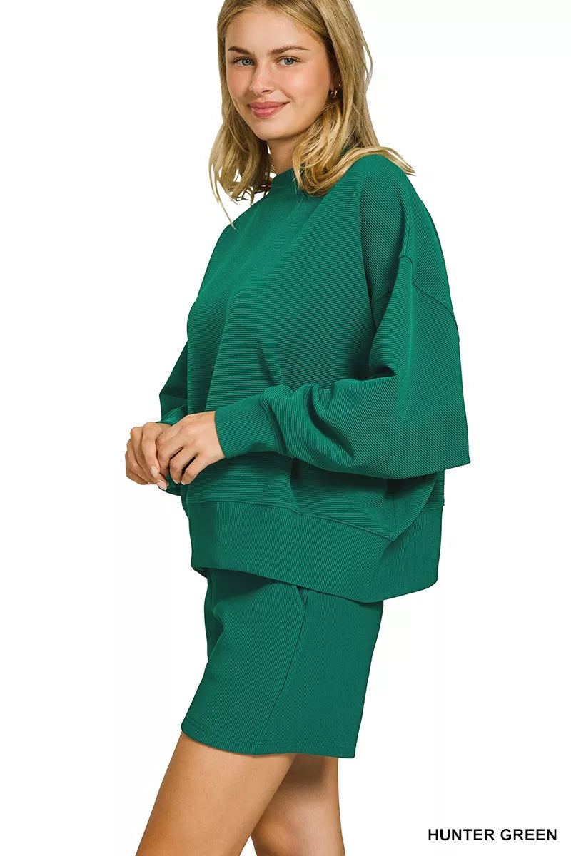 Ribbed Pullover and Shorts Set