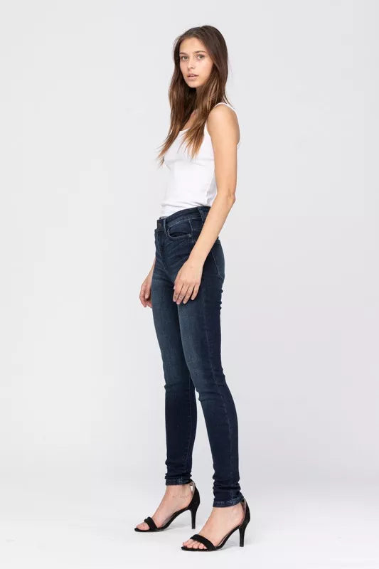 High Waist Dark Washed Skinny Jeans