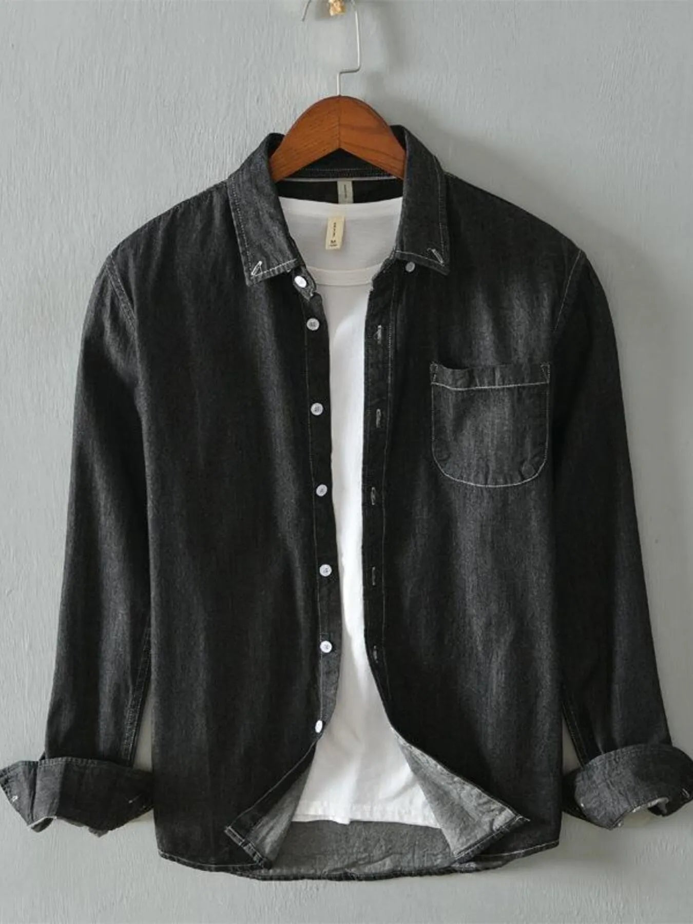 Men's Full Size Button Up Long Sleeve Denim Shirt Plus Size
