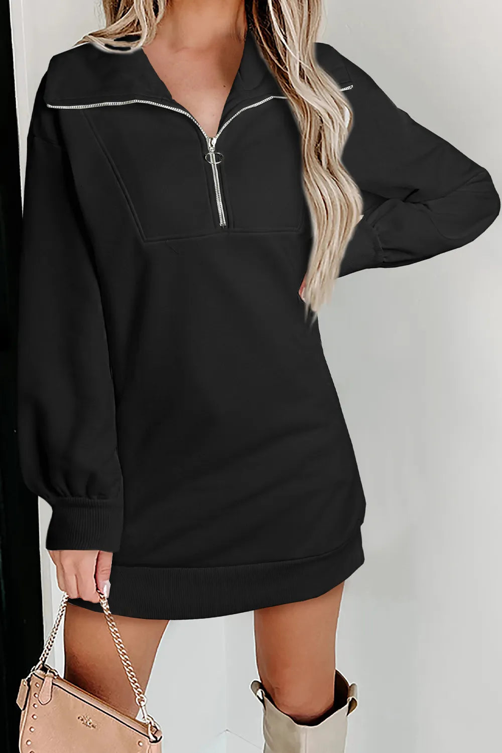 Cozy Half-Zip Sweater Dress