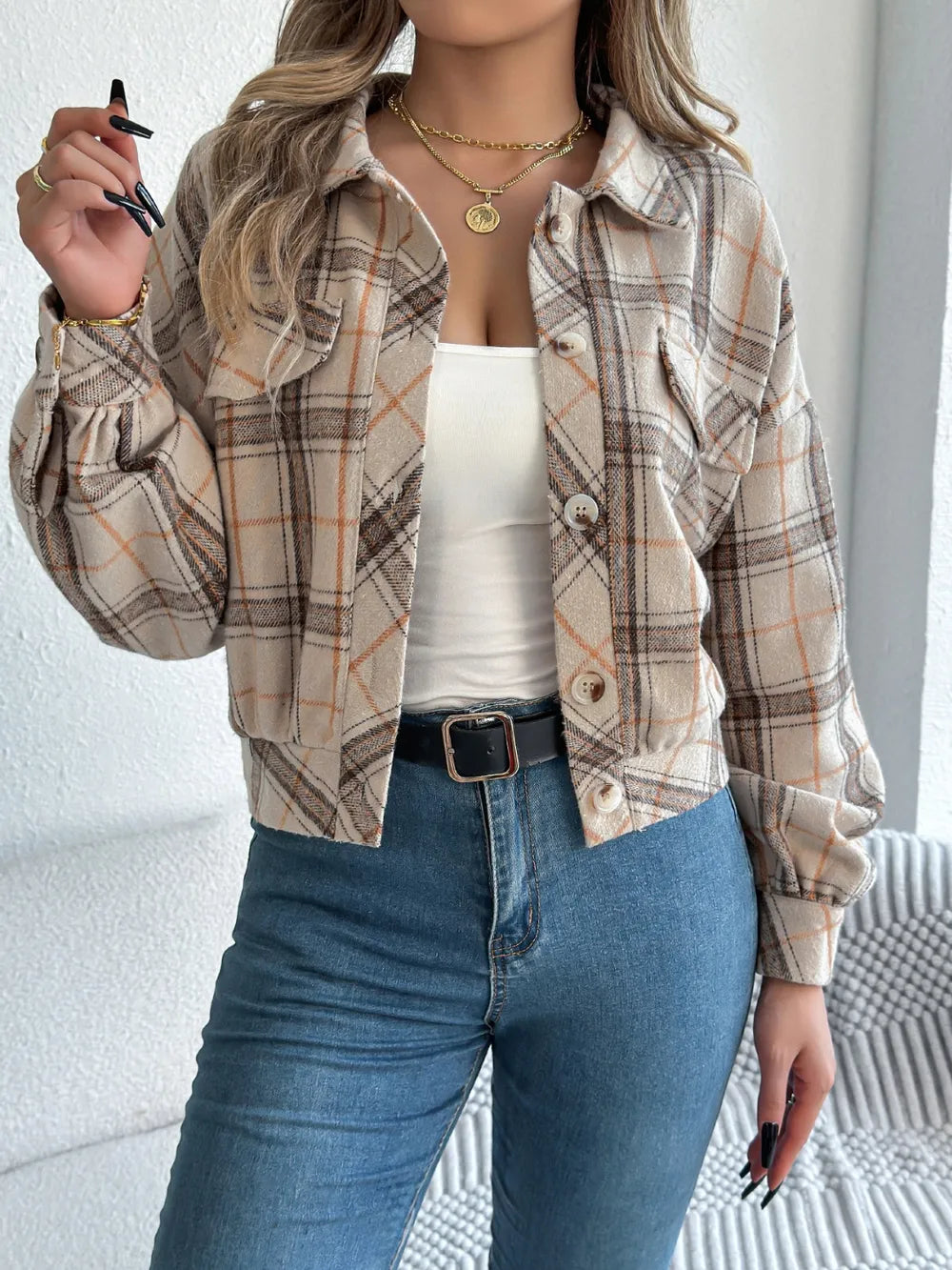 Plaid Button Up Jacket
