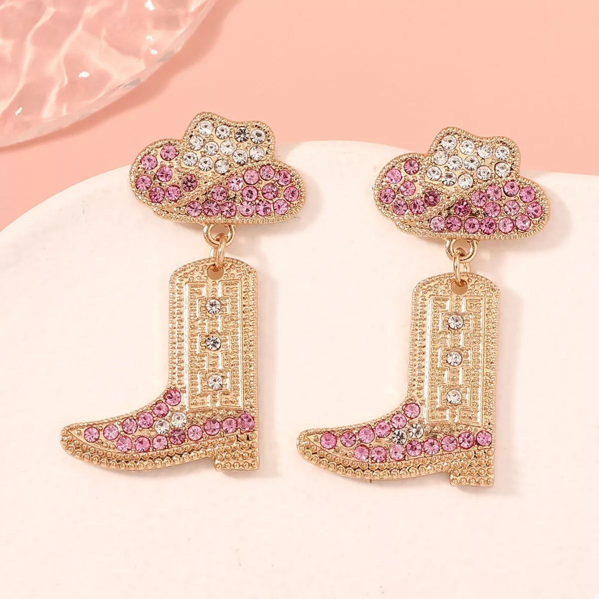 Rhinestone Cowgirl Dangle Earrings - Side View