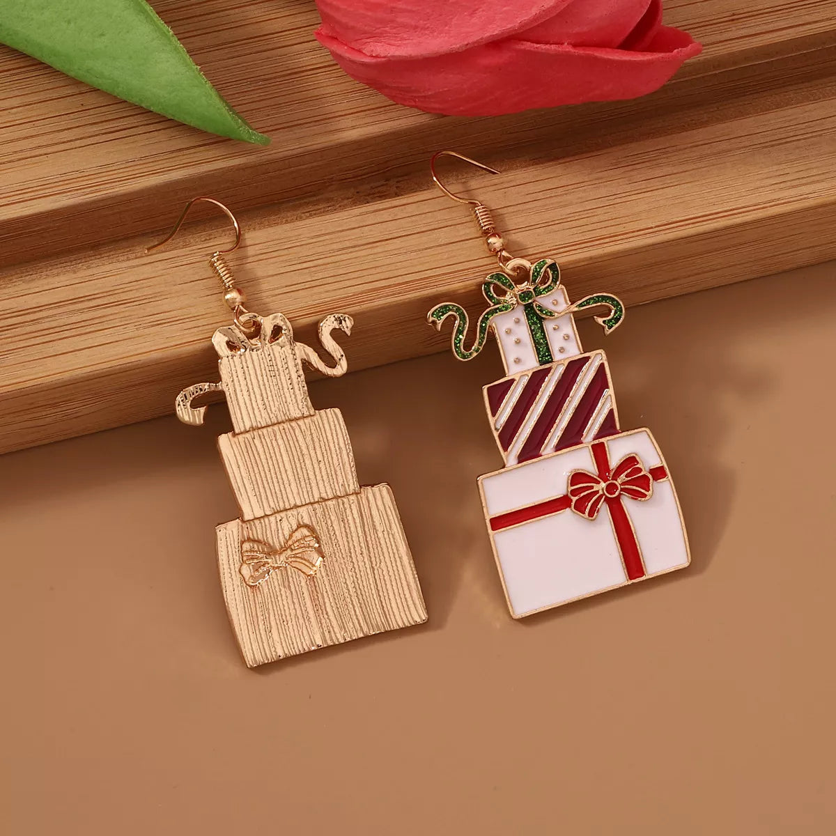 Present Dangle Earrings (Red and White)