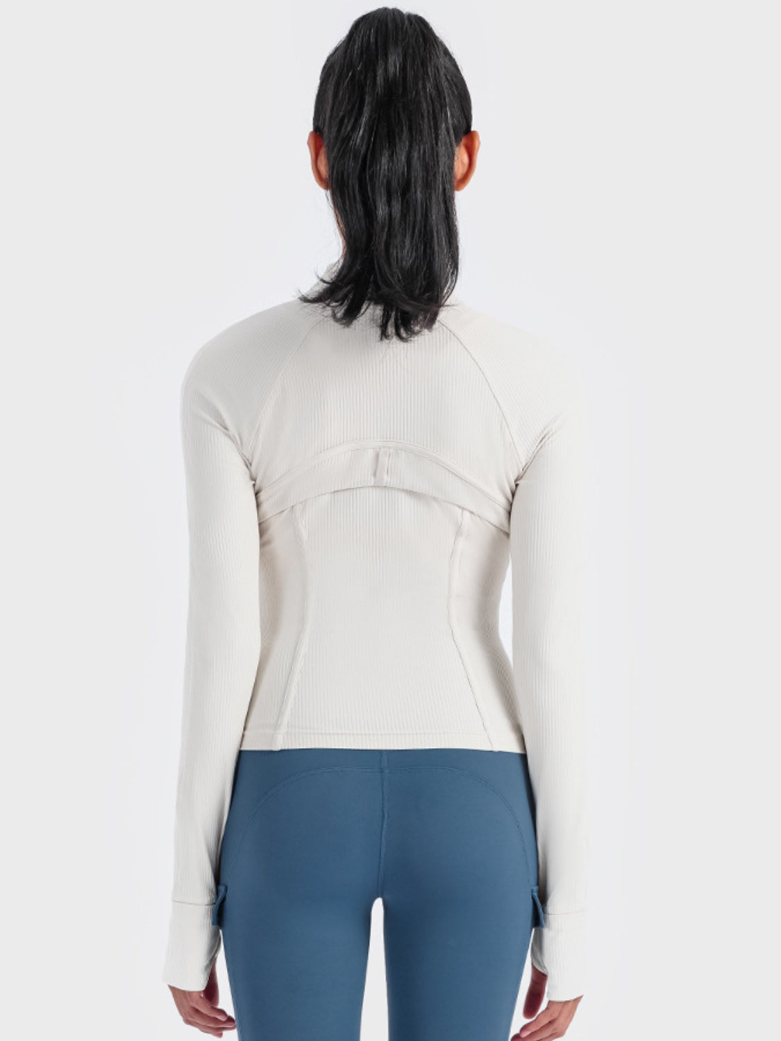 Athletic Zip-Up Long Sleeve Jacket - Back View